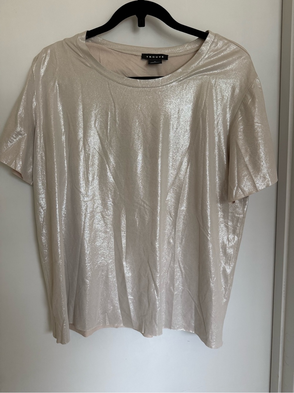 Trouvé Nordstrom Metallic Cream Short Sleeve Top